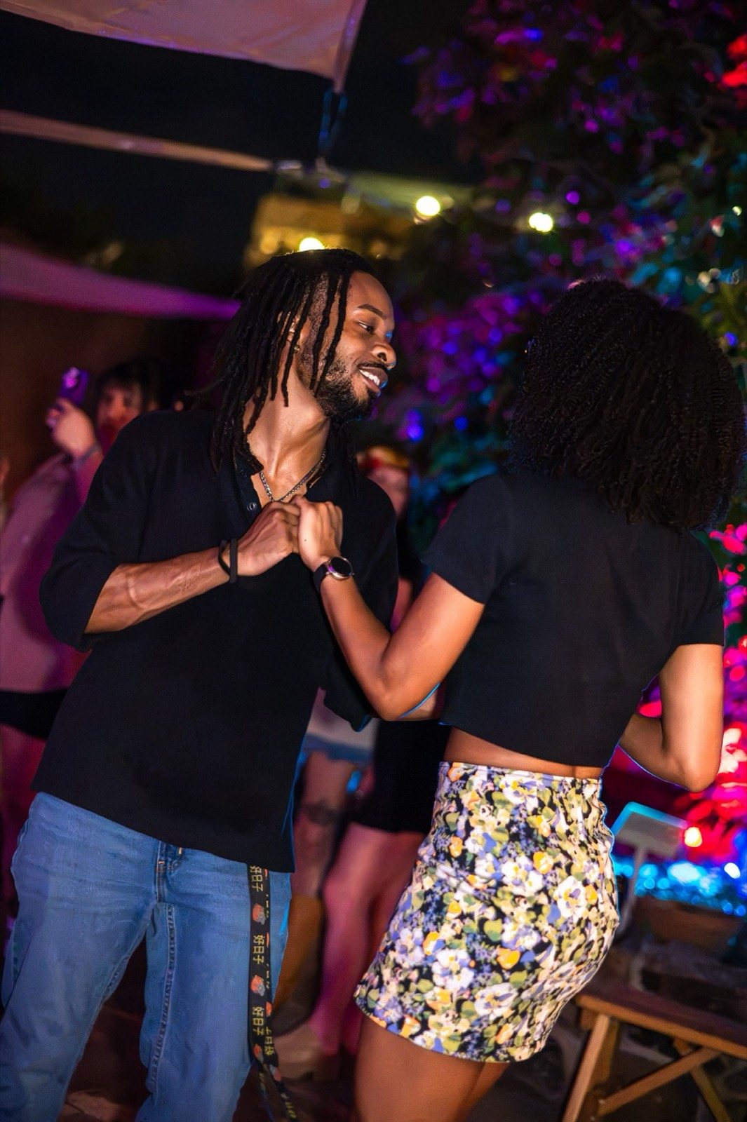 A couple dancing close